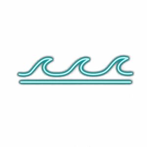 Stylized blue neon wave icon.