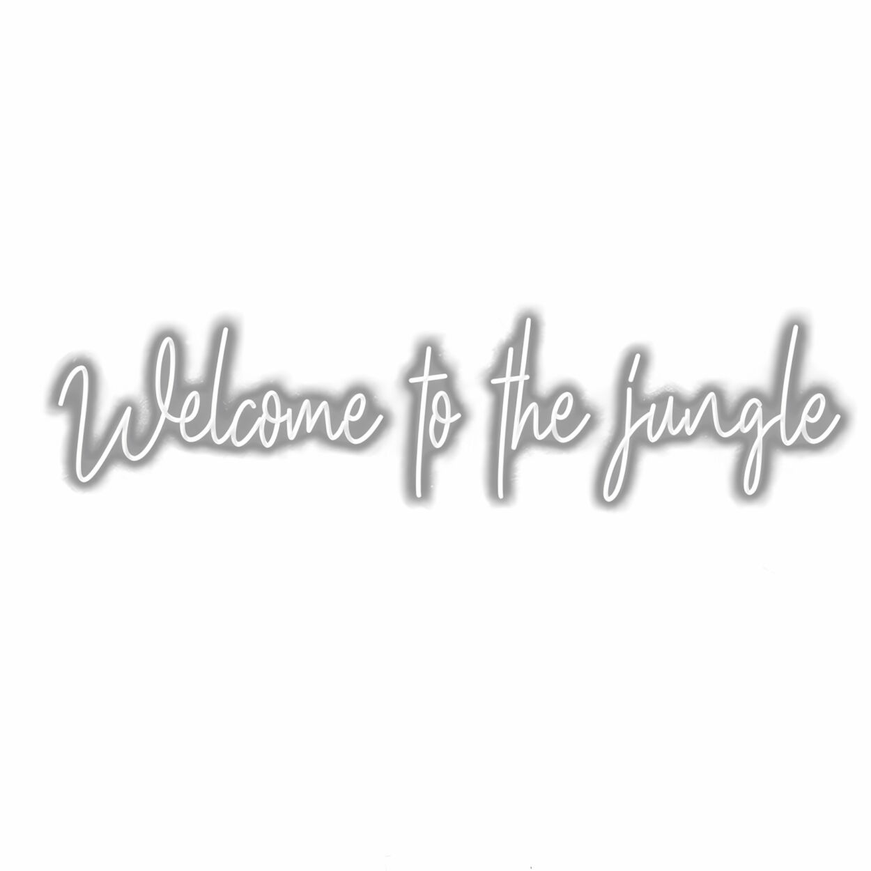 Cursive text "Welcome to the jungle" shadow effect.