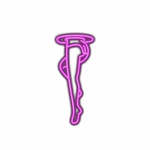 Neon pink letter F on white background