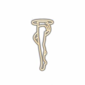 Neon crutch icon on white background.