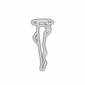 Abstract crutch illustration, white on white background.