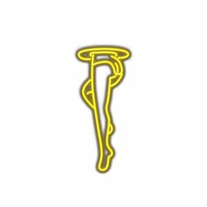 Neon sign of human leg and foot