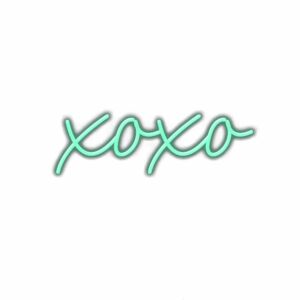 Neon sign with "xoxo" in cursive writing.