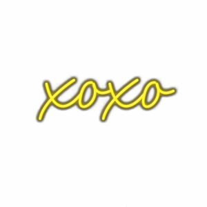 Neon sign with "XOXO" text.