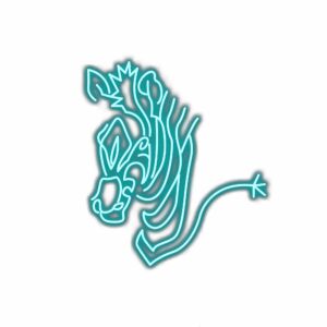 Abstract turquoise dragon illustration on white background.