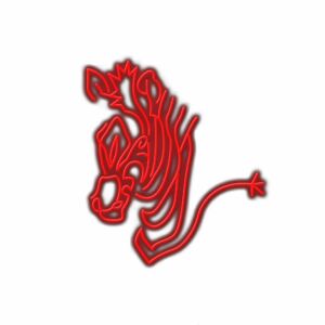 Red neon dragon sign on white background