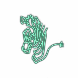 Neon green dragon outline on white background