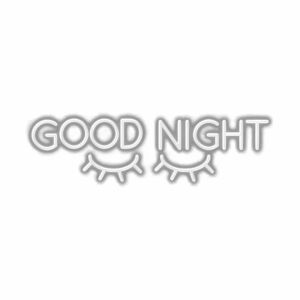 Good night text with cute closed eyes illustration