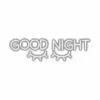 Stylized text "Good Night" with closed-eye symbols.