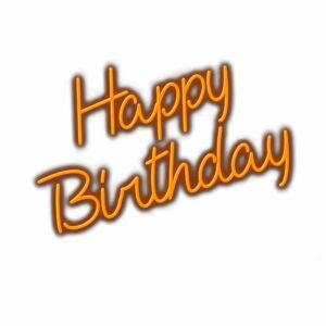 Orange Happy Birthday text with shadow effect