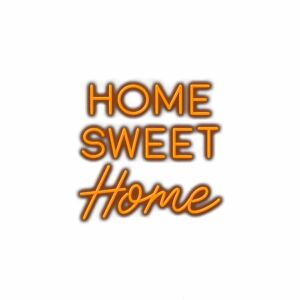 Home Sweet Home" in cursive orange lettering.