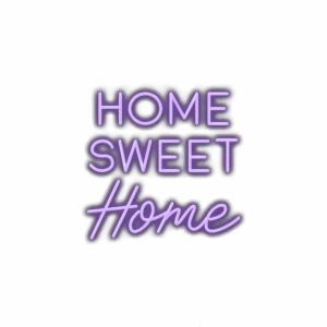 Home Sweet Home" in purple cursive text.