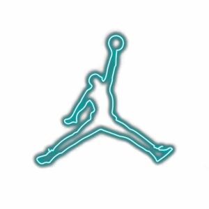 Iconic basketball player silhouette logo.