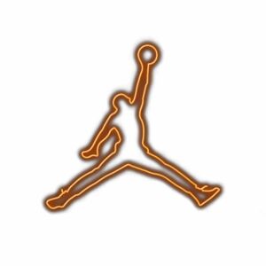 Iconic basketball player silhouette logo.