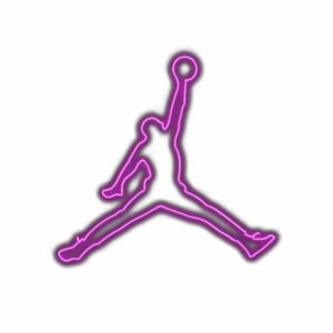 Neon purple basketball player silhouette logo