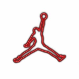 Red neon basketball player silhouette logo