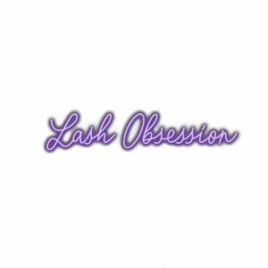 Purple "Lash Obsession" text on white background.