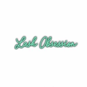 Lash Obsession text logo in mint shadow effect