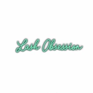 Neon-style "Lash Obsession" sign text.