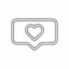 White heart-shaped like icon in speech bubble