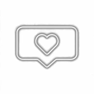 White heart-shaped like icon in speech bubble