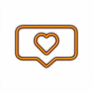 Orange heart-shaped like button icon.