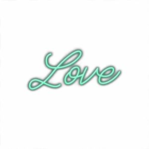 Neon sign with the word "Love".