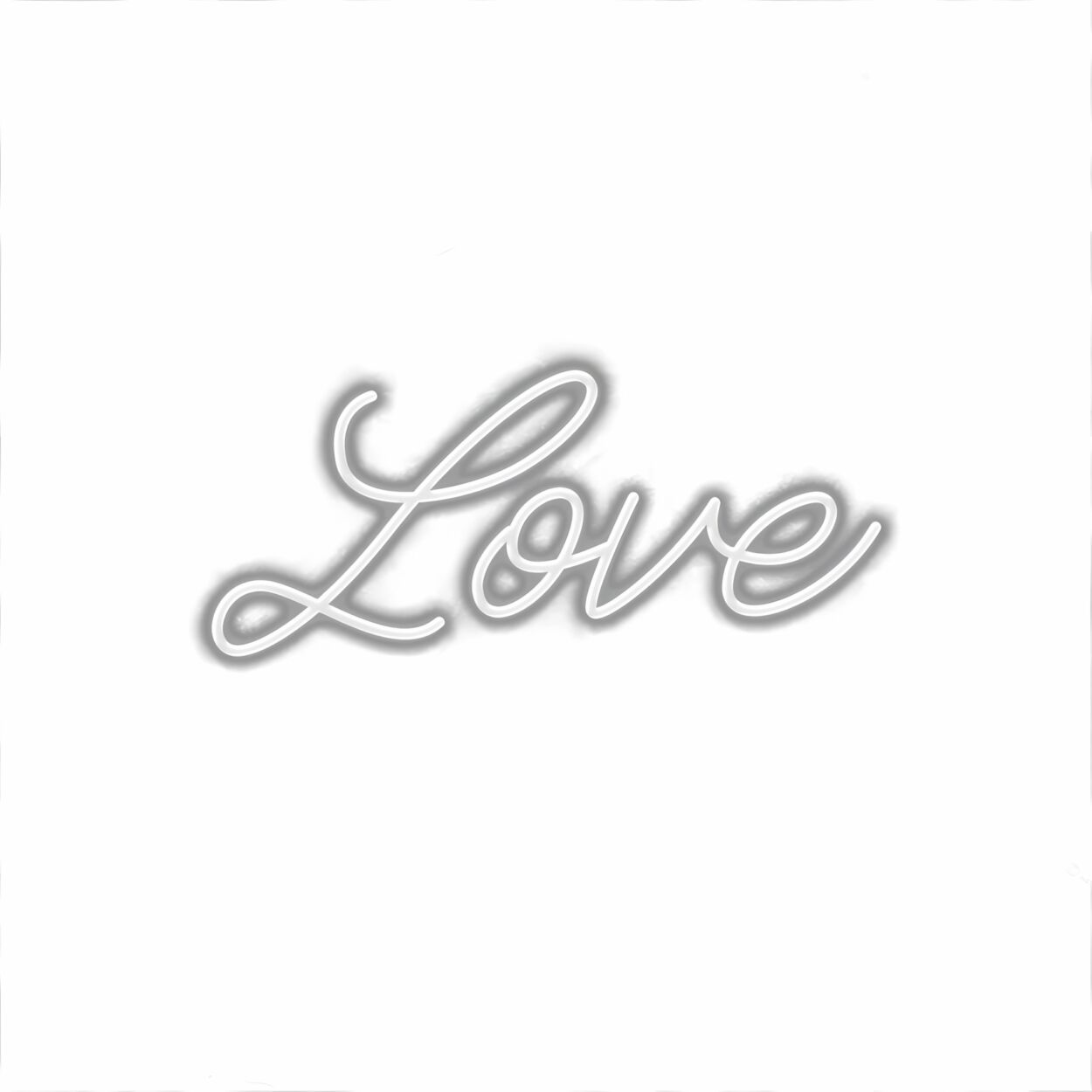 Cursive love word art on white background