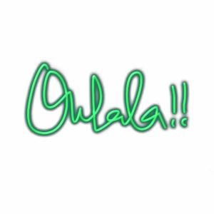 Neon green "Oulala!!" cursive text illustration.