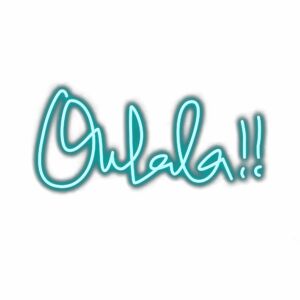 Neon-style 'Oulala' hand lettering illustration