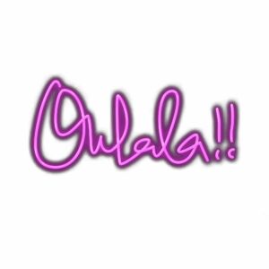Neon-style "Oulala" exclamation text in purple.