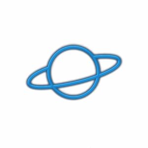 Stylized blue planet with rings illustration