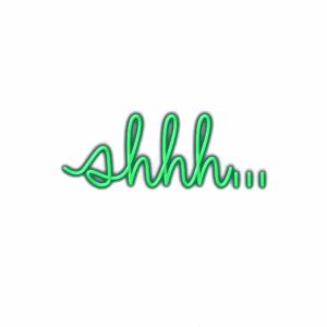 Neon "shhh..." sign on white background