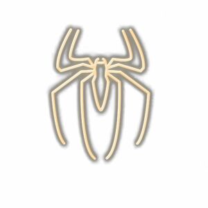 Stylized golden spider illustration on white background.
