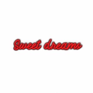 Red 'Sweet Dreams' text with shadow on white background